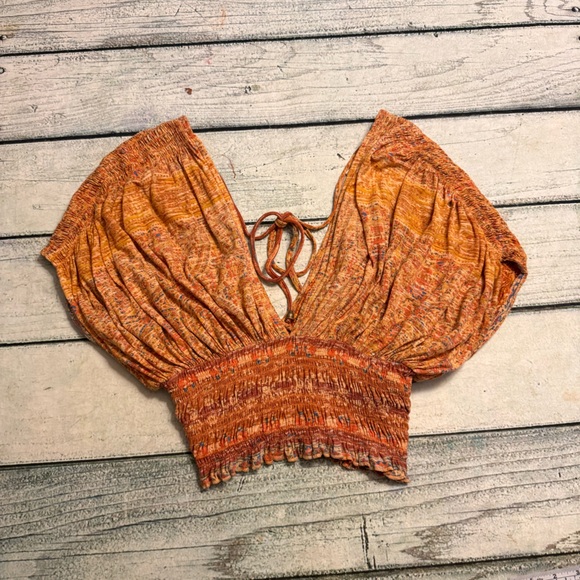Free people orange floral crop next vacation top. S - Picture 3 of 8